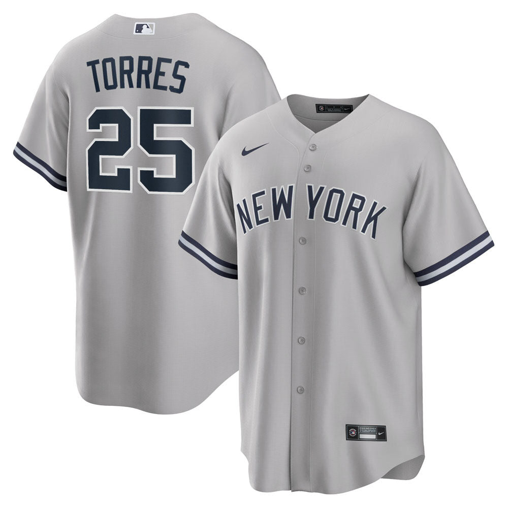 Men's New York Yankees Gleyber Torres Road Player Name Jersey - Gray